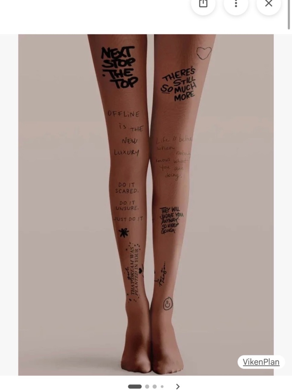 VikenPlan Women's Nude Sheer Tattoo Print Tights